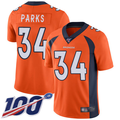 Men Denver Broncos #34 Will Parks Orange Team Color Vapor Untouchable Limited Player 100th Season Football NFL Jersey->denver broncos->NFL Jersey